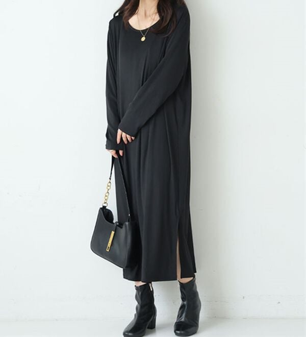 A HAPPY MARILYN（アハッピーマリリン）の「【大きいサイズ】【Ｌ～８Ｌ】スッキリ着痩せワンピース【エブリデイＲｉｂ】（カットソーワンピース）」｜詳細画像