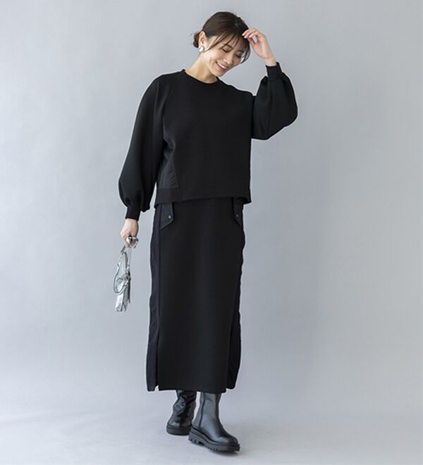 BELLUNA（ベルーナ）の「【ＳＭＡＲＴ　ＥＣＯ　ＪＥＲＳＥＹ】異素材切替スカート（ロングスカート）」｜詳細画像