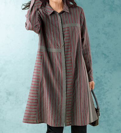 BELLUNA（ベルーナ）の「ランダムストライプ切替フレアーチュニック（チュニック）」