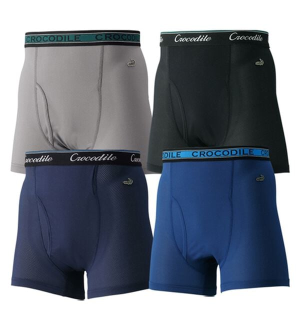 「＜クロコダイル＞革新設計！爽快ボクサーパンツ（メンズボクサーパンツ）」｜無地タイプ4枚組