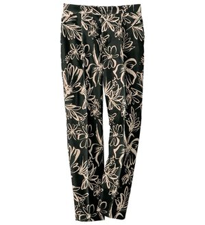 VINNO（ヴィノ）の「花柄ジャカードパンツ（フルレングスパンツ）」｜ブラック