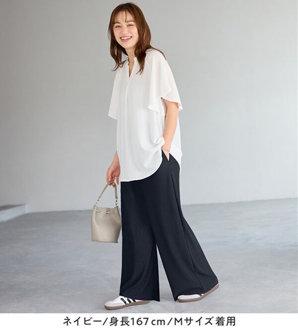 Viola e Viola（ヴィオラ エ ヴィオラ）の「【５つの機能付】丈切れる！楽ちんジャカードパンツ（ワイドパンツ・ガウチョ）」｜詳細画像