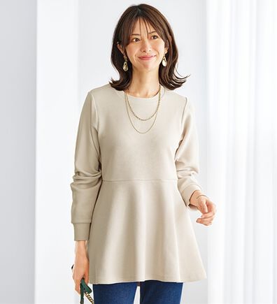BELLUNA（ベルーナ）の「裏起毛ふくれジャカードペプラムチュニック（チュニック）」