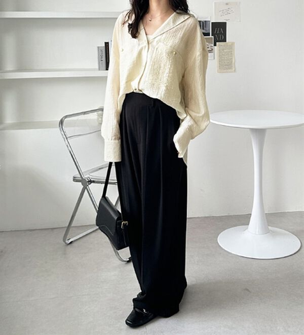 GeeRA（ジーラ）の「しぼ感素材開衿シャツ（シャツ）」｜詳細画像