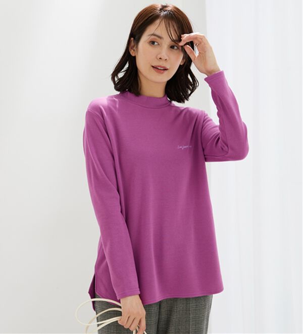 BELLUNA（ベルーナ）の「ロゴ刺しゅう裏起毛ニットソーチュニック（カットソー）」｜詳細画像