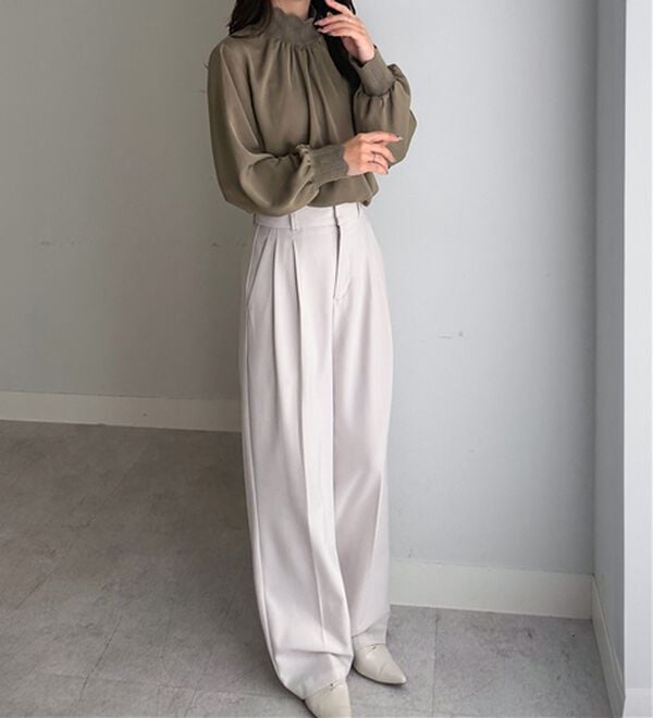 RANAN（ラナン）の「スカラップリブニット使いブラウス（ブラウス）」｜詳細画像