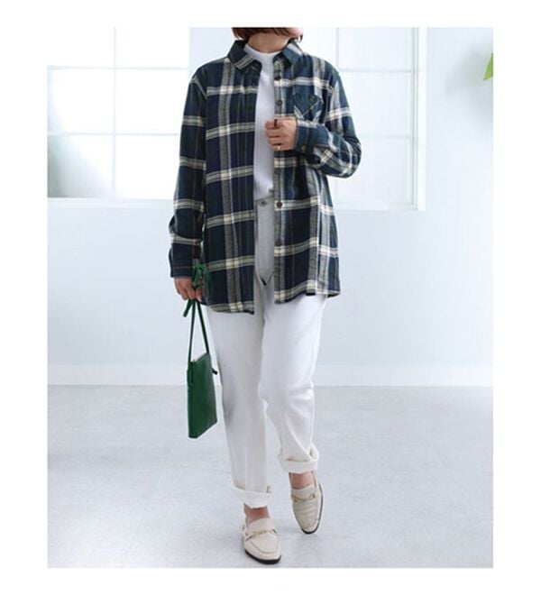 BELLUNA（ベルーナ）の「裏フリース素材チェック柄シャツジャケット（シャツ）」｜詳細画像