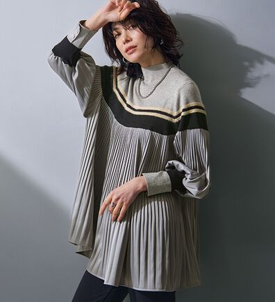 BELLUNA（ベルーナ）の「大人の可愛いゆったりニット&times;プリーツチュニック（チュニック）」