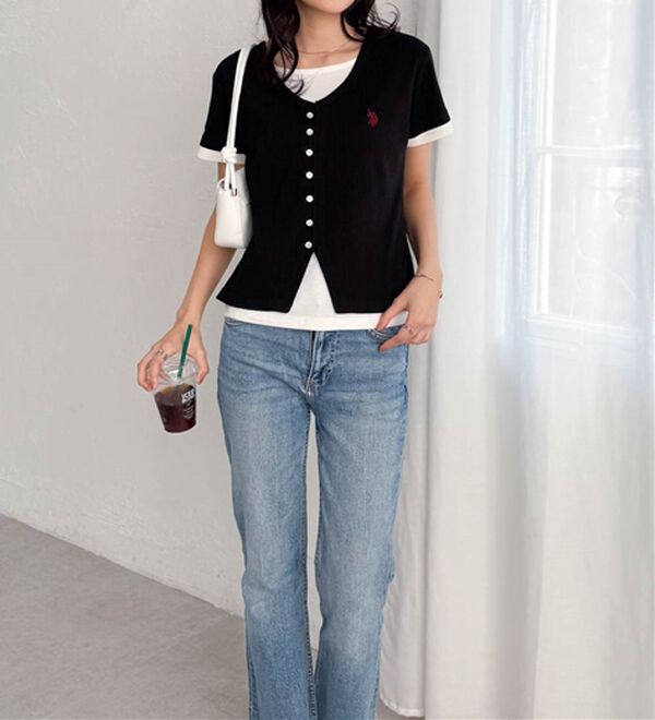 RANAN（ラナン）の「＜U.S.POLO ASSN.＞バイカラーレイヤード風カットソーTシャツ（カットソー）」｜詳細画像