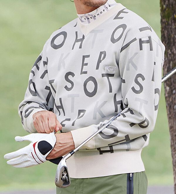 「＜ザ　ショップ　ティーケー＞軽量ストレッチＶネックロゴセーター（メンズシャツ）」｜詳細画像