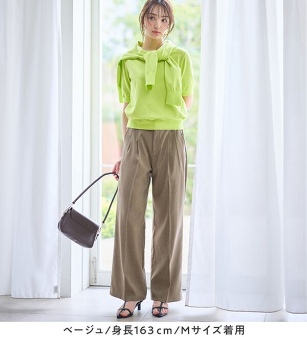 alotta（アロッタ）の「麻調ワイドスラックスパンツ（フルレングスパンツ）」｜詳細画像