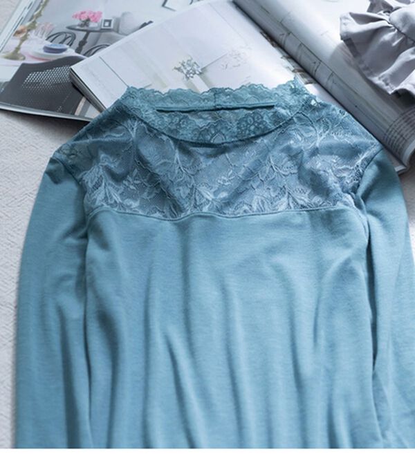 YU'NOW（ユナウ）の「吸湿発熱あったかインナーハイネックレースインナー（肌着・インナーウェア）」｜詳細画像