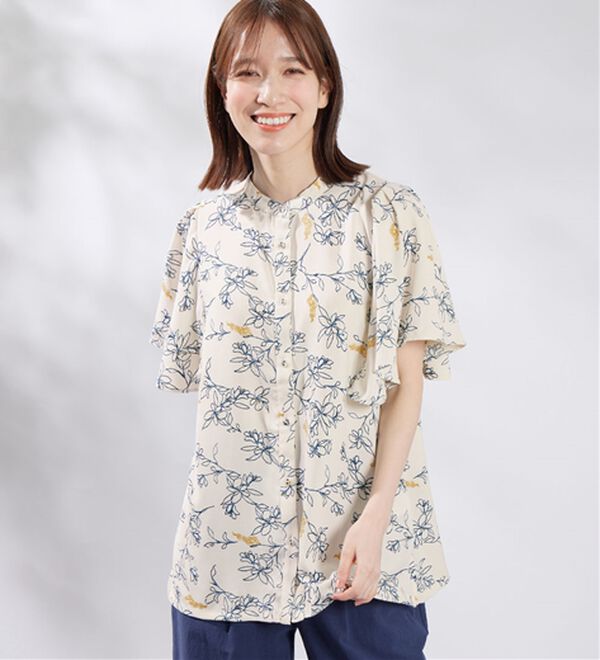 Viola e Viola（ヴィオラ エ ヴィオラ）の「プリントフレア袖ブラウス（ブラウス）」｜詳細画像