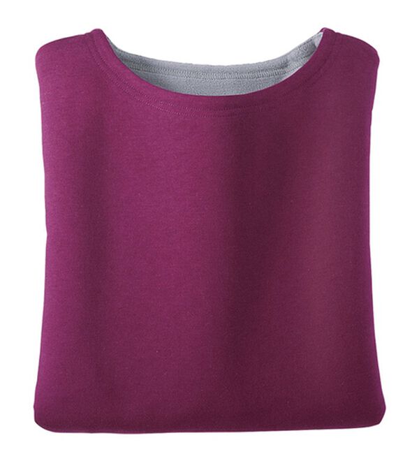 BELLUNA（ベルーナ）の「裏フリース配色プルオーバー（カットソー）」｜ワイン