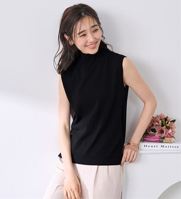 BELLUNA（ベルーナ）の「Ｔシャツが苦手な方に！ひんやり綿混ニットＴ【選べるデザイン】（ニット・セーター）」｜詳細画像