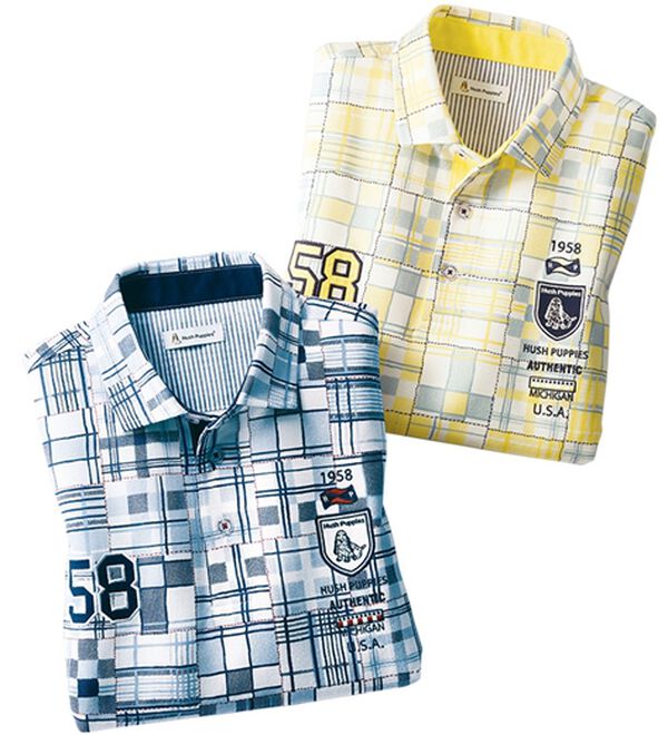 「＜ハッシュパピー＞パッチワークポロシャツ（メンズポロシャツ）」｜詳細画像