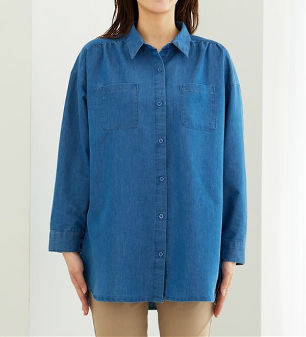 BELLUNA（ベルーナ）の「ポケット付デニムシャツチュニック（チュニック）」｜詳細画像