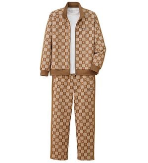 「＜ケイパ＞モノグラムジャカードジャージスーツ（メンズルームウェア）」｜ベージュ
