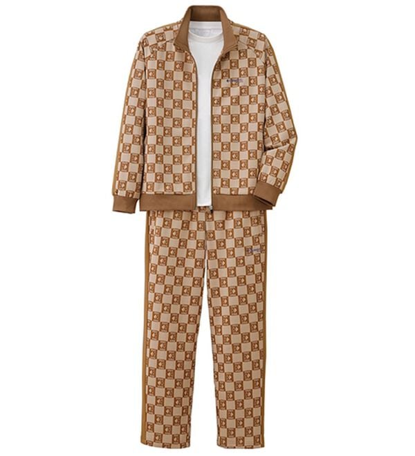 「＜ケイパ＞モノグラムジャカードジャージスーツ（メンズルームウェア）」｜ベージュ