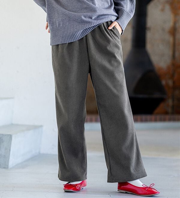 BELLUNA（ベルーナ）の「なめらか裏ベロアコーデュロイワイドパンツ（ワイドパンツ・ガウチョ）」｜詳細画像