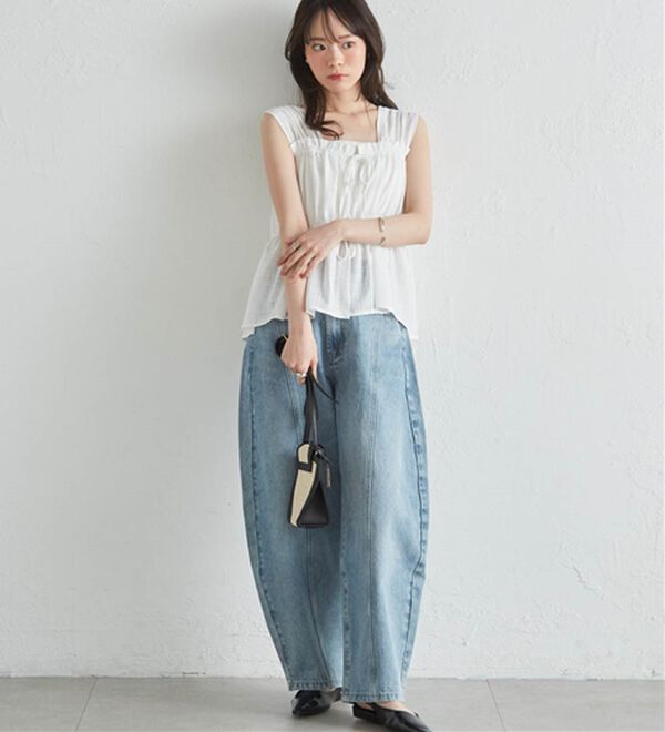 RANAN（ラナン）の「フロントリボンギャザーノースリブラウス（ブラウス）」｜詳細画像