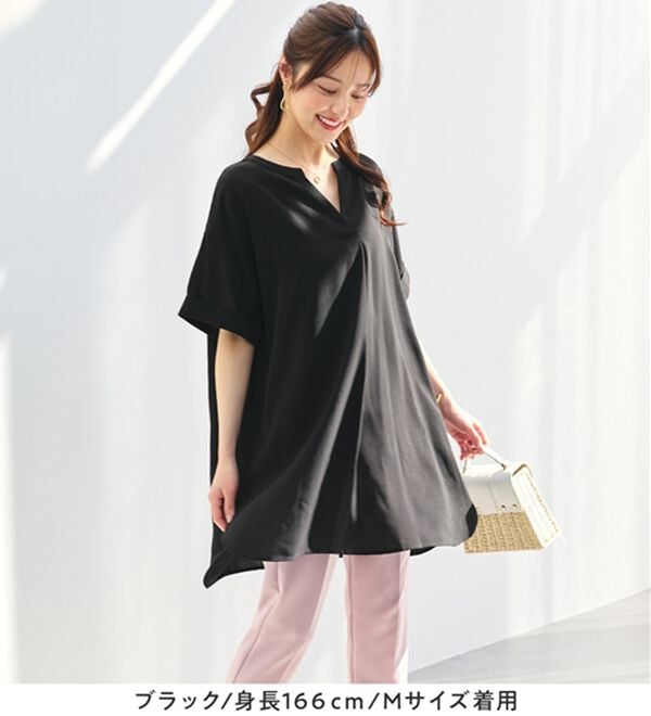 alotta（アロッタ）の「スキッパーとろみブラウスチュニック（ブラウス）」｜詳細画像