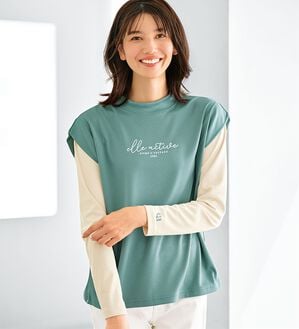 BELLUNA（ベルーナ）の「＜ＥＬＬＥ　Ａｃｔｉｖｅ＞メッシュ素材重ね着風プルオーバー（カットソー）」｜詳細画像