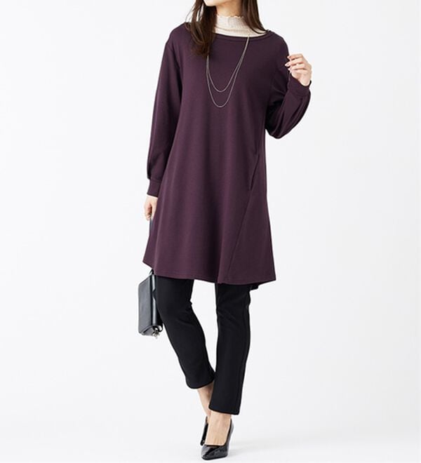 BELLUNA（ベルーナ）の「【吸湿発熱】ポンチ素材チュニックワンピース（チュニックワンピース）」｜詳細画像