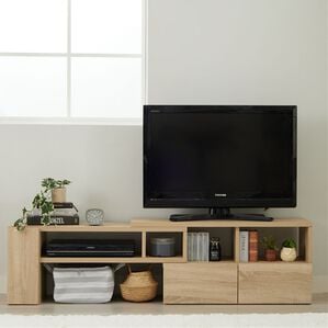 iellio（イエリオ）の「お買得！伸縮できるおしゃれなテレビ台＜テレビボード・コーナーテレビ台・伸縮テレビ台・スライドテレビ台・大量収納・コスパ＞（テレビ台）」｜ナチュラルオーク