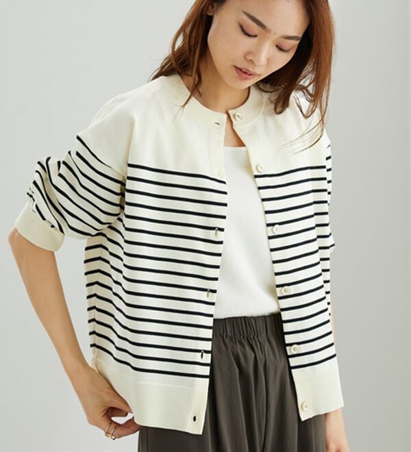 BELLUNA（ベルーナ）の「【快適Ｌａｂ．】洗える！軽い！５分袖ニットカーディガン（ニットカーディガン）」｜詳細画像