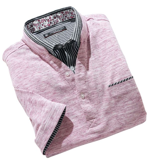 「＜コムルヴァン・オム＞リネンブレンド大人のダブル衿ポロ（メンズポロシャツ）」｜ピンク