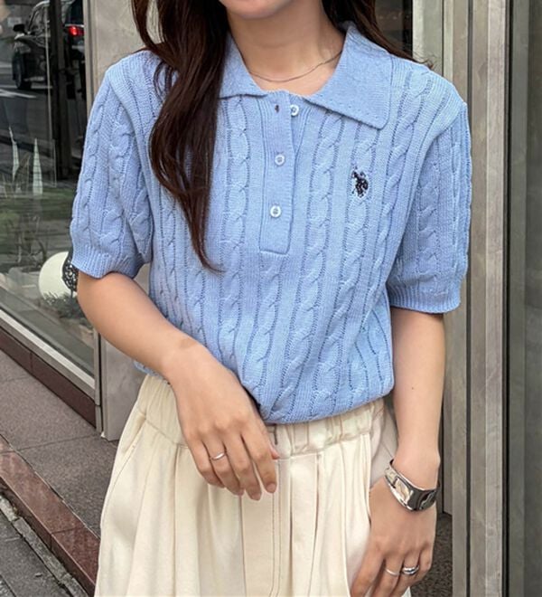 RANAN（ラナン）の「＜U.S.POLO ASSN.＞半袖ケーブルポロニット（シャツ）」｜詳細画像