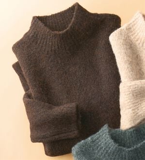 BELLUNA（ベルーナ）の「トレーナーが苦手な方に！ウール入りニットトレーナー（ニット・セーター）」｜ブラウン系