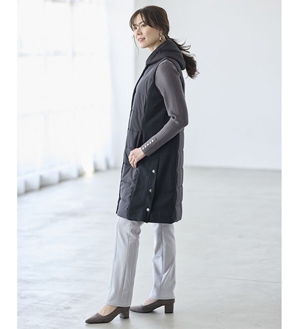 BELLUNA（ベルーナ）の「細見え中わたキルト切替ロングベスト（中わたコート・ベスト）」｜詳細画像