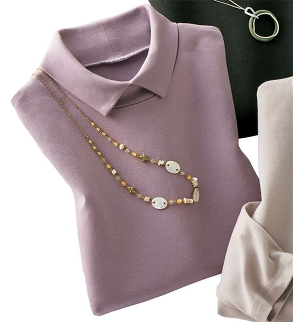 ルフラン（ルフラン）の「柔らかコットン衿付プルオーバー（カットソー）」｜ローズグレー