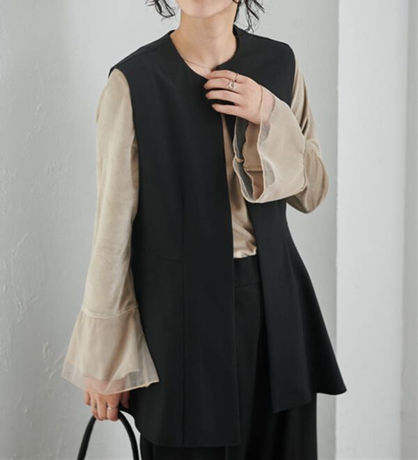 RANAN（ラナン）の「機能付！麻調素材ペプラムジレベスト（ジレ）」｜詳細画像
