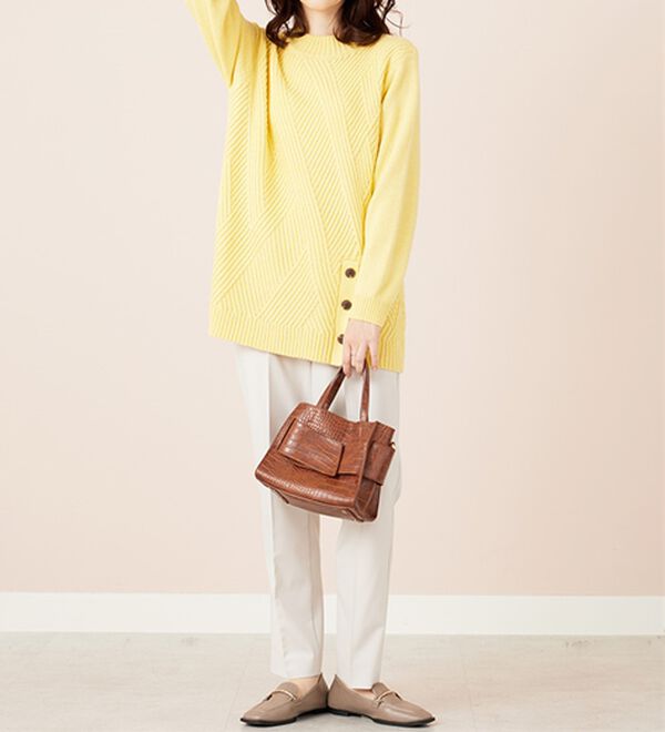 BELLUNA（ベルーナ）の「編地切替サイドボタンチュニック（チュニック）」｜詳細画像