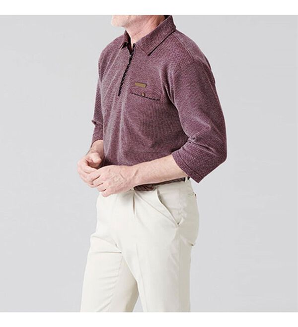 「【２色組】清凉ミックス調ジップアップポロシャツ（メンズシャツ）」｜詳細画像