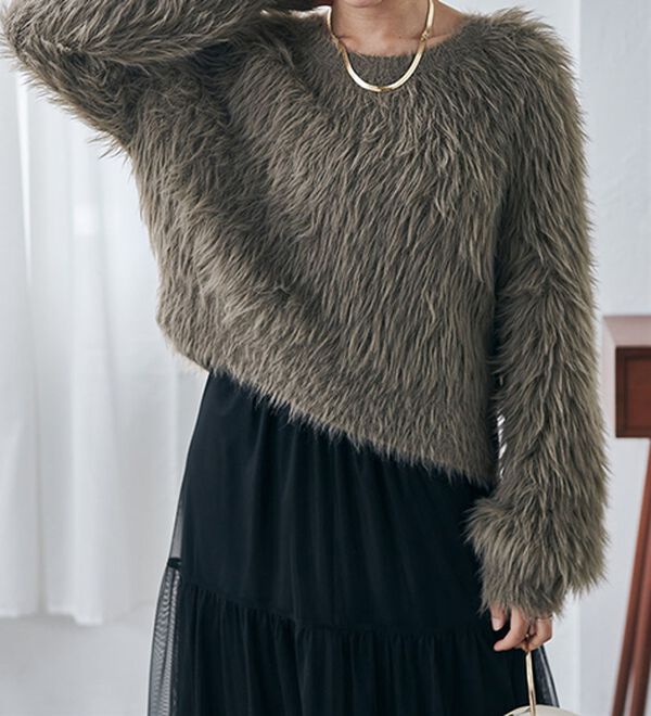 RANAN（ラナン）の「ロングフェザーシャギーニット（ニット・セーター）」｜詳細画像