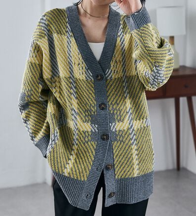RANAN（ラナン）の「ビッグタータンオーバーカーデ（ニットカーディガン）」