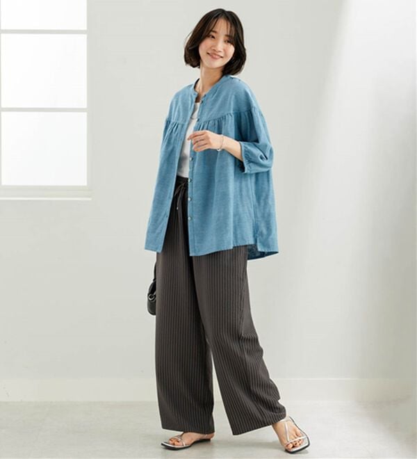 BELLUNA（ベルーナ）の「ダブルガーゼ素材切替デザインブラウス（ブラウス）」｜詳細画像