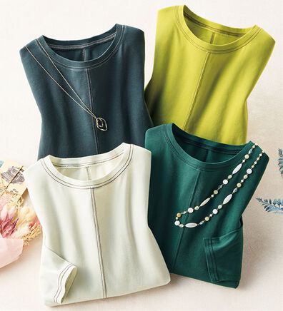 ルフラン（ルフラン）の「【４色組】もう汗らない！ステッチＴシャツ（Tシャツ）」