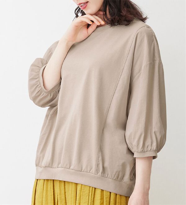 Viola e Viola（ヴィオラ エ ヴィオラ）の「異素材切替７分袖ゆるプルオーバー（カットソー）」｜詳細画像