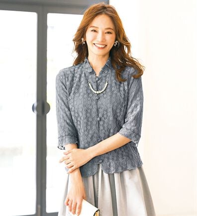 ルフラン（ルフラン）の「フォーマルレースブラウス（ブラックフォーマル（喪服・礼服））」