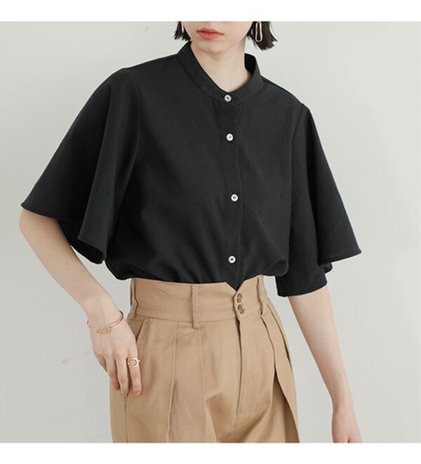 GeeRA（ジーラ）の「フレアー袖バンドカラーブラウス（ブラウス）」｜詳細画像