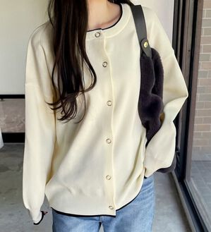 GeeRA（ジーラ）の「前後２ｗａｙ配色スポンディッシュカーディガン（ニットカーディガン）」｜詳細画像