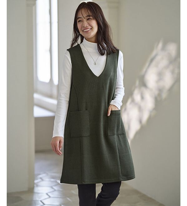 BELLUNA（ベルーナ）の「【２枚組】ジャカード素材切替デザインジャンパースカート（ジャンパースカート）」｜詳細画像