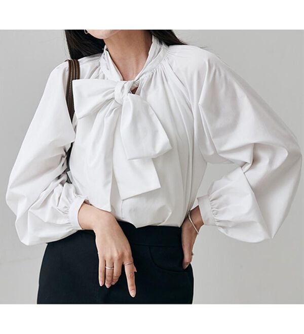 RANAN（ラナン）の「ボリュームボウタイブラウス（ブラウス）」｜詳細画像