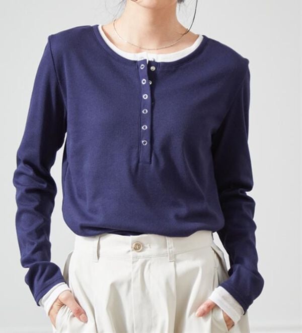 RANAN（ラナン）の「レイヤードヘンリーネックリブTシャツ（カットソー）」｜詳細画像