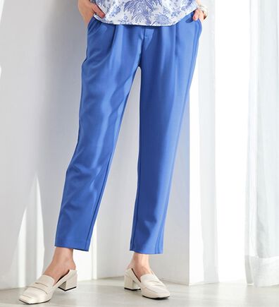 RANAN（ラナン）の「ひんやり！麻調美脚タックテーパードパンツ（フルレングスパンツ）」